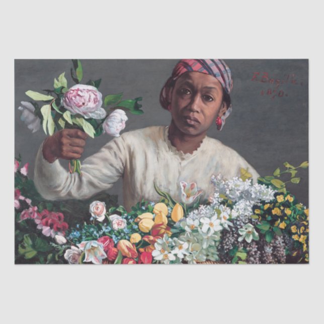 Frederic Bazille - Young Woman with Peonies Tissue Paper (Front)