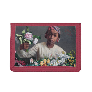 Frederic Bazille - Young Woman with Peonies Tri-fold Wallet