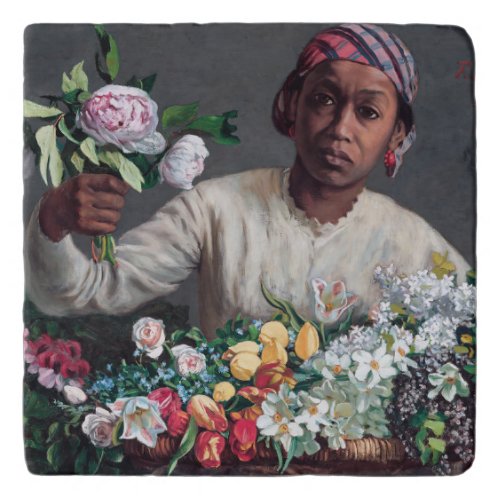 Frederic Bazille _ Young Woman with Peonies Trivet