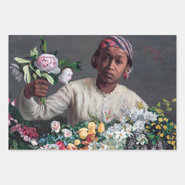 Frederic Bazille - Young Woman with Peonies Wrapping Paper Sheets (Front)