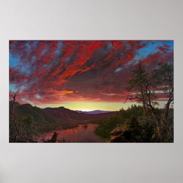 Frederic Church Sunset Wilderness Maine Painting Poster (Front)