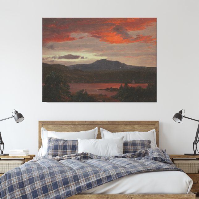 Frederic Edwin Church - Mount Katahdin from Lake  Canvas Print (Insitu(Bedroom))