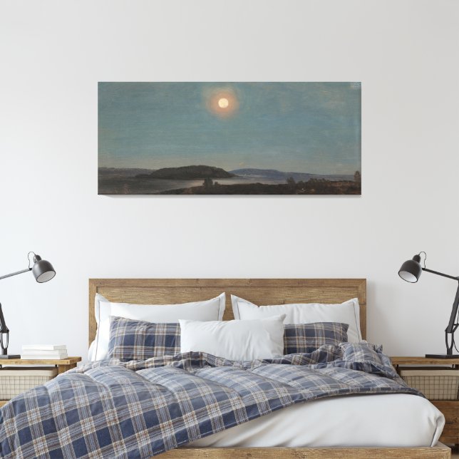 Frederic Edwin Church - Sun or Moon Rising over  Canvas Print (Insitu(Bedroom))