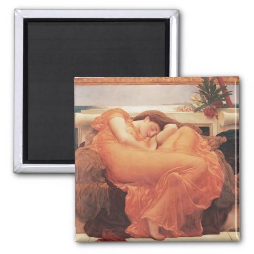 Frederic Lord Leighton Flaming June Square Art Magnet