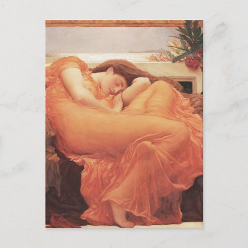 Frederic Lord Leighton Flaming June Square Art Postcard