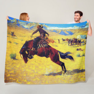 Frederic Remington A Cold Morning on the Range Fleece Blanket