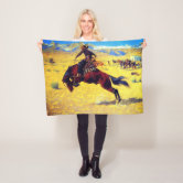 Remington The Cowboy famous painting Fleece Blanket Zazzle