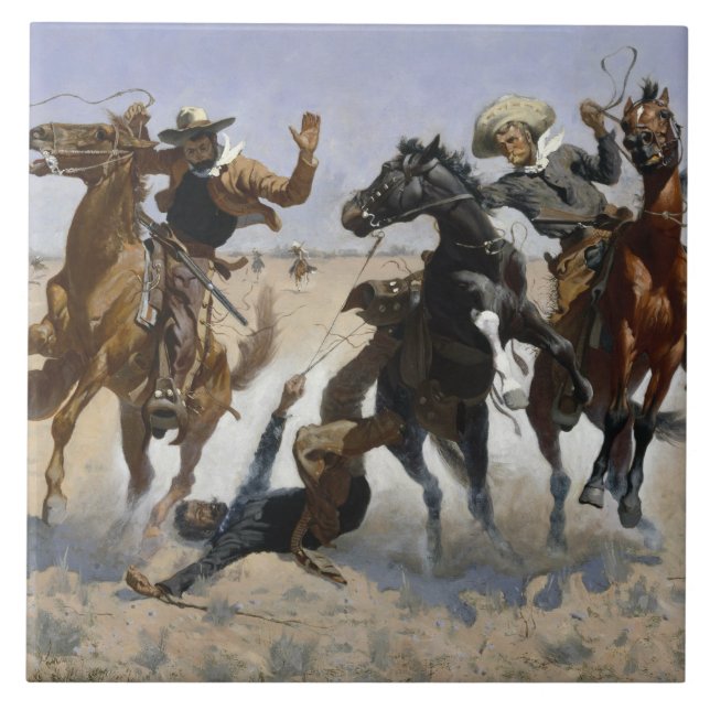 Frederic Remington - Aiding a Comrade Tile (Front)