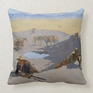 Frederic Remington Art“Fight For The Waterhole” Throw Pillow