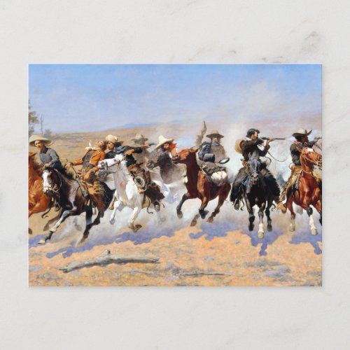 Frederic Remington Dash for the Timber Postcard