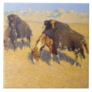 Frederic Remington - Indians Simulating Buffalo Ceramic Tile