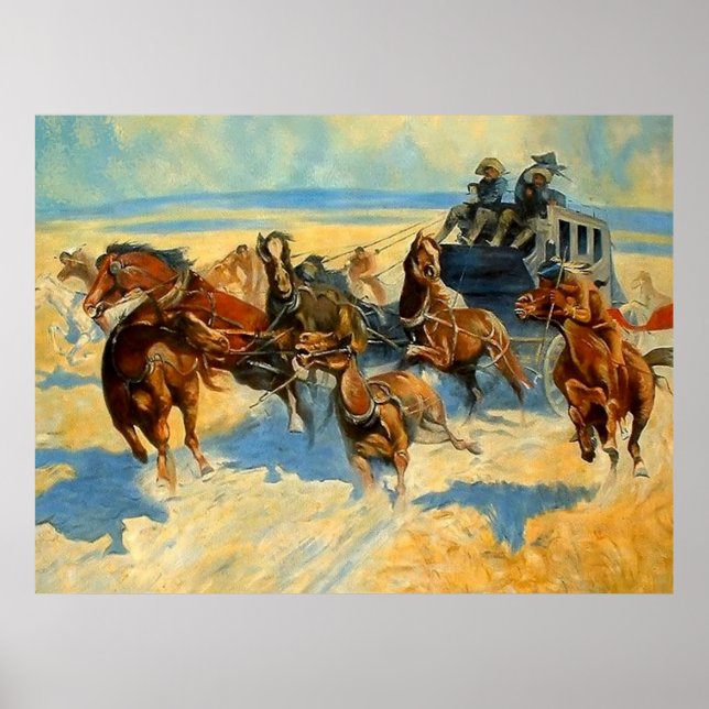 Frederic Remington Painting “Downing the Nigh Lead Poster (Front)