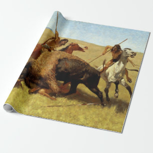 Frederic Remington The Buffalo Hunt Wrapping Paper