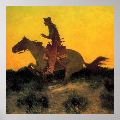 Frederic Remington Western Art Against The Sunset Poster