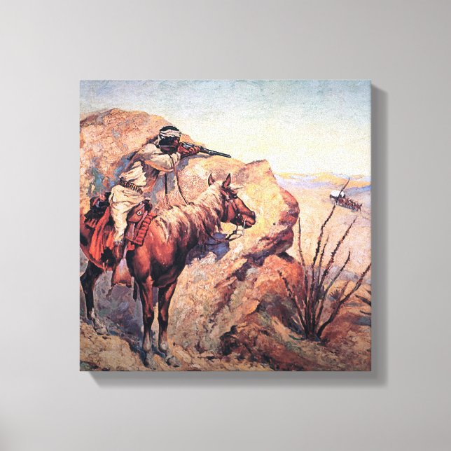 Frederic Remington Western Art “Apache Ambush” Canvas Print (Front)