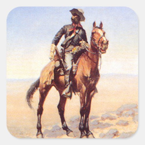 Frederic Remington Western Art Black Cavalryman Square Sticker