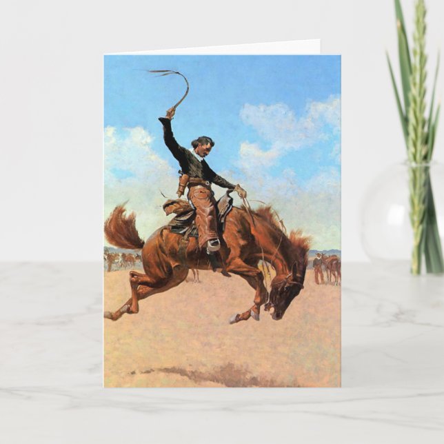 Frederic Remington Western Art “Bronco Buster” Card (Front)