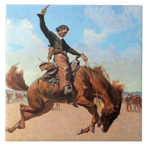 Frederic Remington Western Art Bronco Buster Tile
