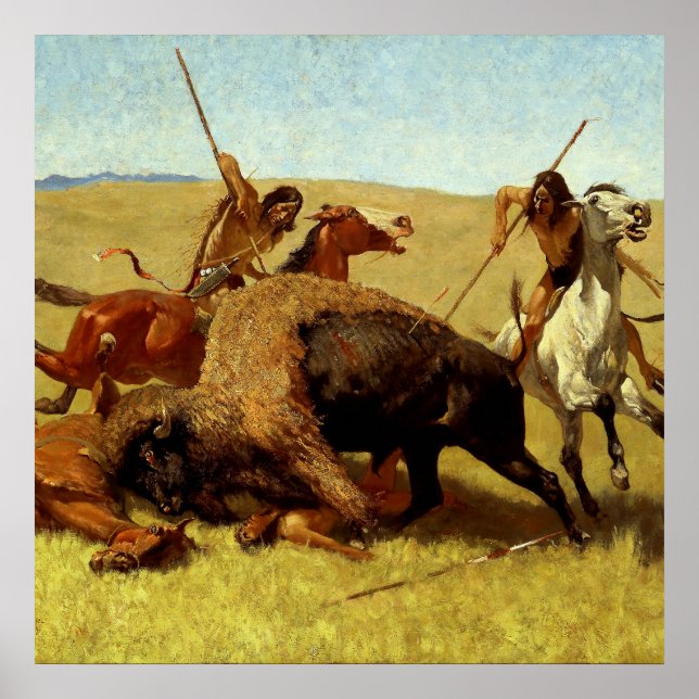 Frederic Remington Western Art “Buffalo Hunt” Poster (Front)