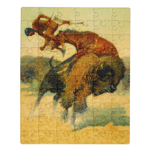 Frederic Remington Western Art “Episode – Buffalo Jigsaw Puzzle (Puzzle Vertical)