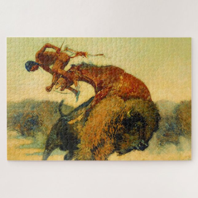 Frederic Remington Western Art “Episode – Buffalo Jigsaw Puzzle (Horizontal)