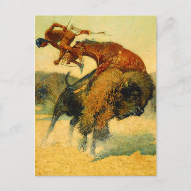 Frederic Remington Western Art “Episode – Buffalo Postcard (Front)