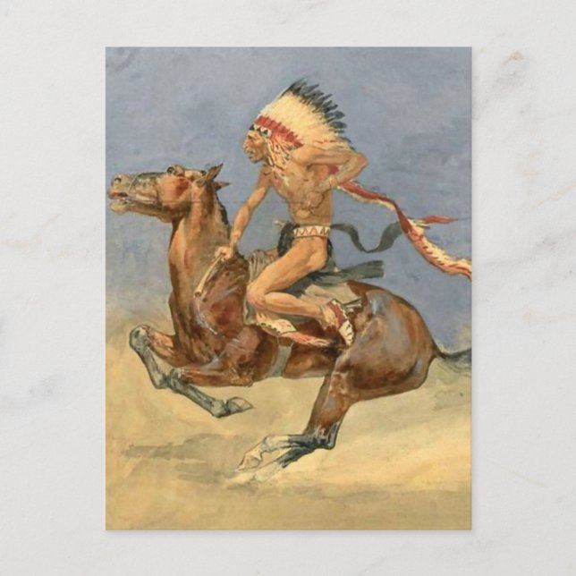 Frederic Remington Western Art “Pony War Dance” Postcard (Front)