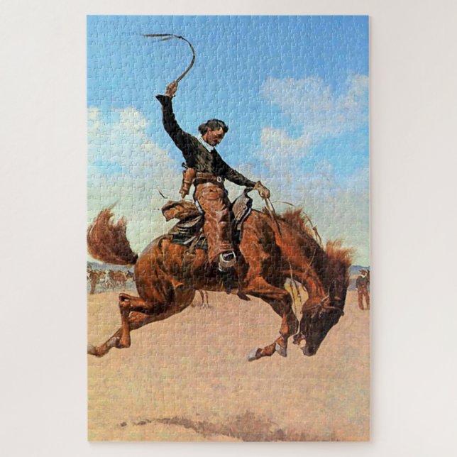 Frederic Remington Western Art “The Buck Jumper” Jigsaw Puzzle (Vertical)