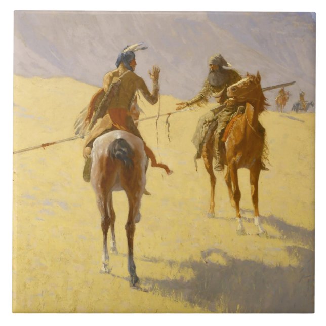 Frederic Remington Western Art “The Parley” Tile (Front)