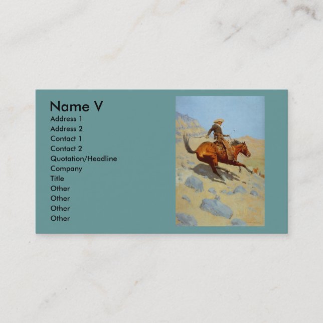 Frederic Remington's The Cowboy (1902) Business Card (Front)