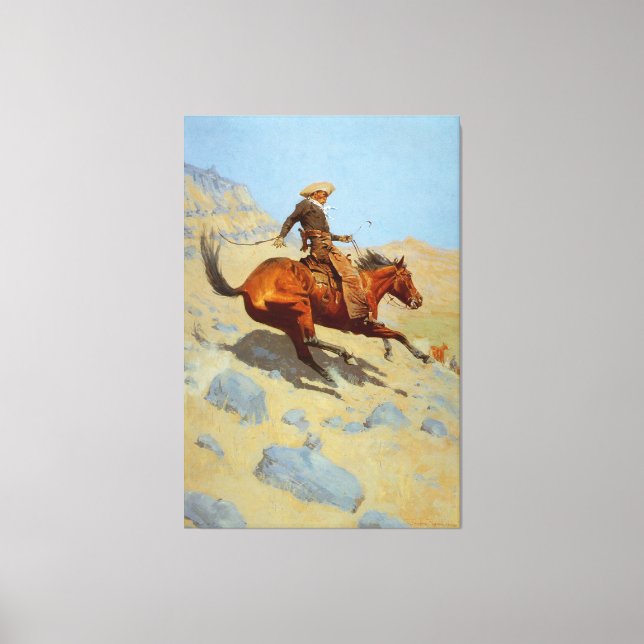 Frederic Remington's The Cowboy (1902) Canvas Print (Front)