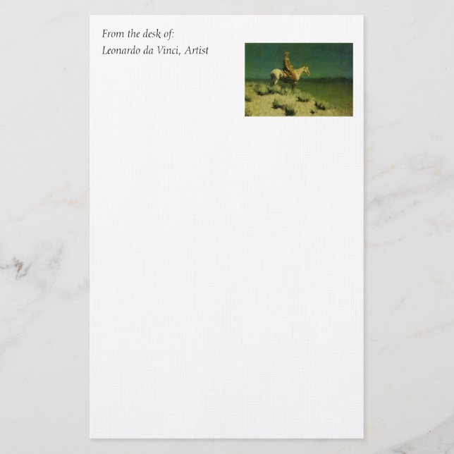 Frederic Remington's The Night Herder (circa 1908) Stationery (Front)