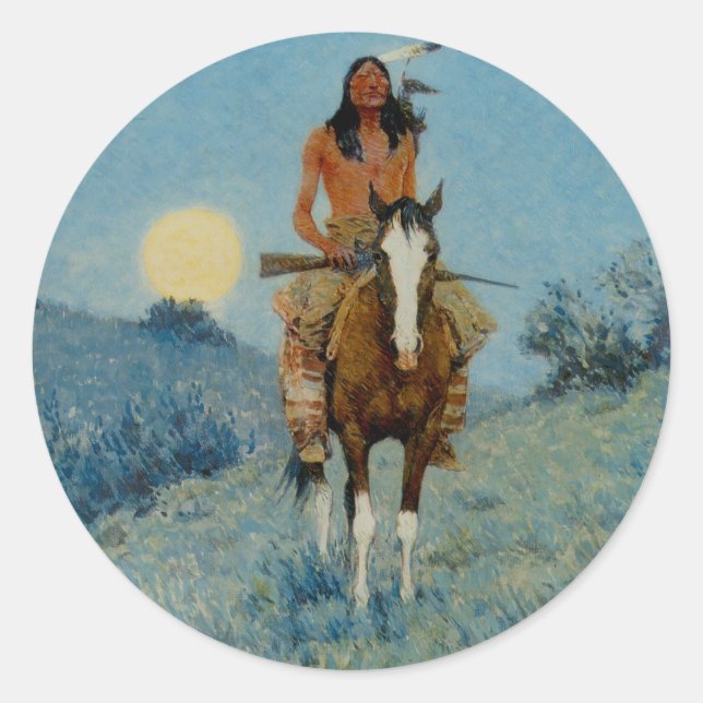 Frederic Remington's The Outlier 1909 Classic Round Sticker (Front)