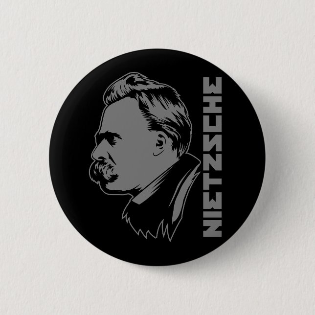 Frederich Nietzsche Portrait Button (Front)