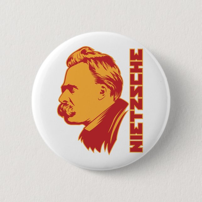 Frederich Nietzsche Portrait Button (Front)