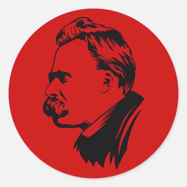 Frederich Nietzsche Portrait Classic Round Sticker (Front)