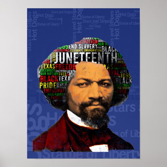 Frederick Douglass c1860s, Juneteenth Word Cloud Poster (Front)