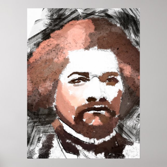 Frederick Douglass Gold Watercolor Painting Poster (Front)