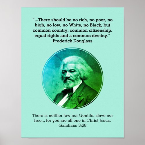 FREDERICK DOUGLASS  No Rich No Poor Custom BLUE Poster