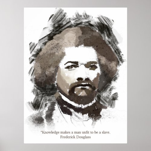 Frederick Douglass Watercolor Painting Portrait Poster