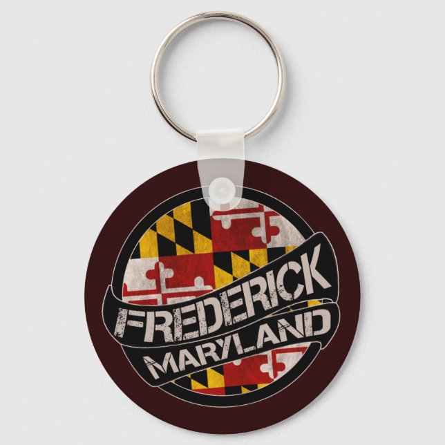 Frederick Maryland flag grunge keychain (Front)