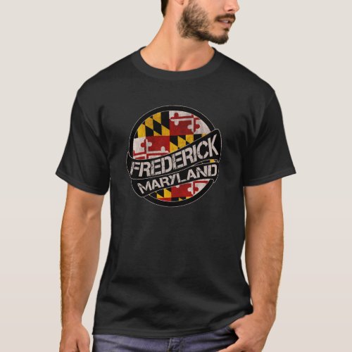 Frederick Maryland flag grunge scroll T_Shirt