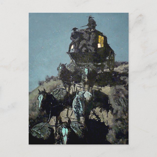 Frederick Remington “The Old Stagecoach” Postcard (Front)