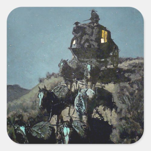 Frederick Remington The Old Stagecoach Square Sticker