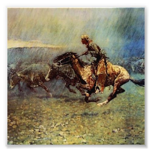 Frederick Remington Western Art The Stampede Photo Print