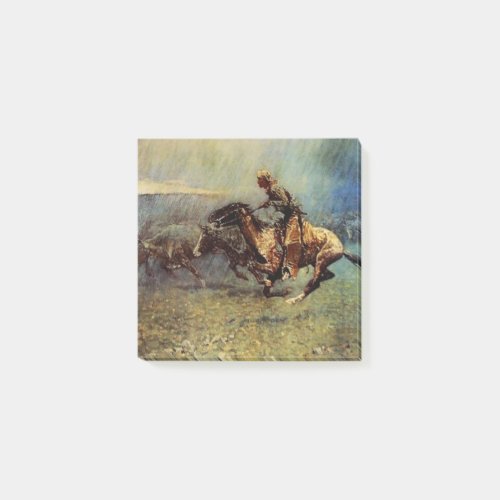 Frederick Remington Western Art The Stampede Post_it Notes