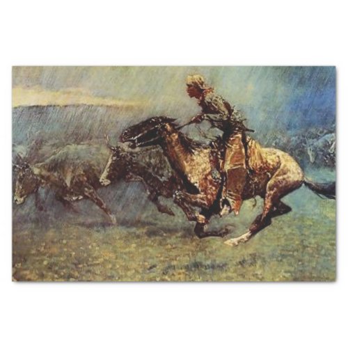 Frederick Remington Western Art The Stampede Tissue Paper