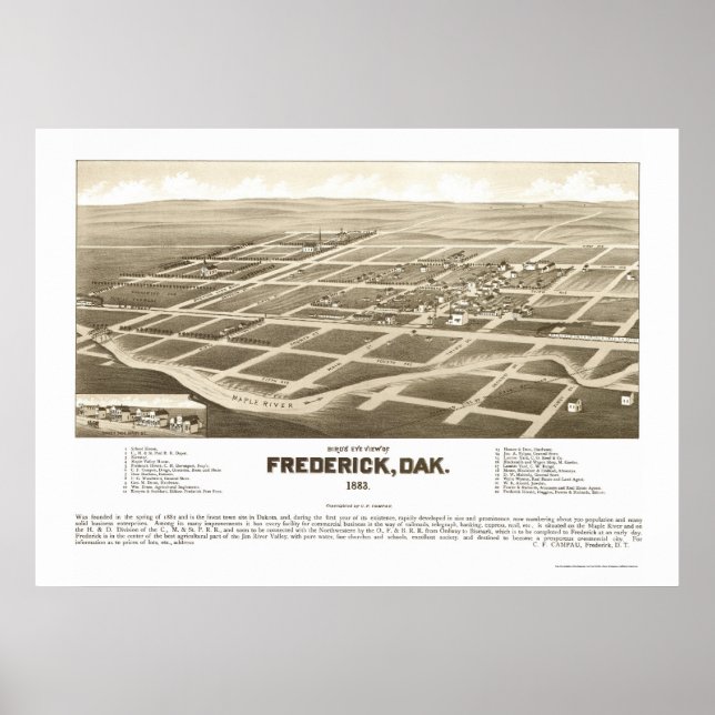 Frederick, SD Panoramic Map - 1883 Poster (Front)