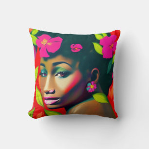 Fredericka Abstract African American Woman Throw Pillow