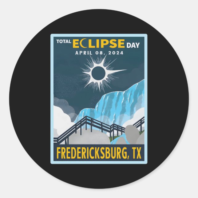 Fredericksburg Texas Total Solar Eclipse 2024 Classic Round Sticker (Front)